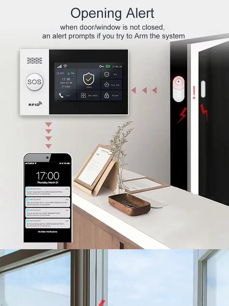 PGST 4G Wifi Security Protection Alexa Tuya Smart Life Home Automation Motion Door Magnetic Sensor Alarm Security System Kit