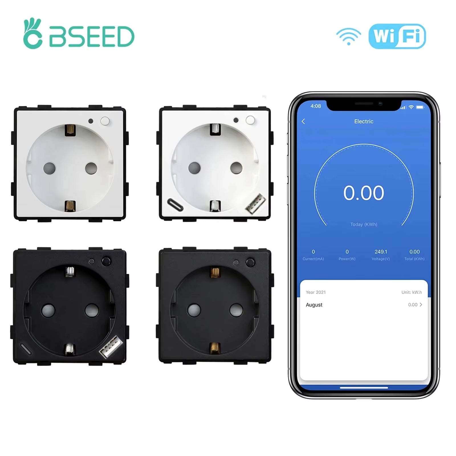 EU Standard Wifi Socket Smart Plug Function Part Only Power Monitor Timing Smart Home Alexa Voice Control Bule Backlight