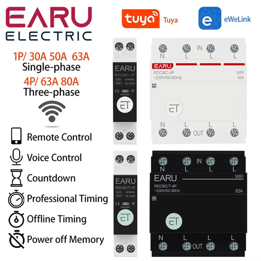 WIFI Circuit Breaker Smart Time Timer Relay Switch Voice Remote Control by Tuya Ewelink APP Smart House Amazon Alexa Google Home