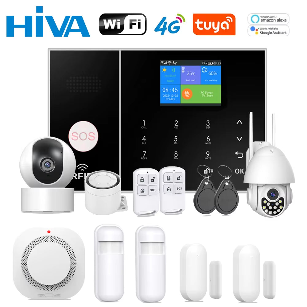 Wireless Home Alarm System Phone 4G Wifi Residential Alarm Tuya Smart Home Child Safety Protection Anti-Theft Camera Automation