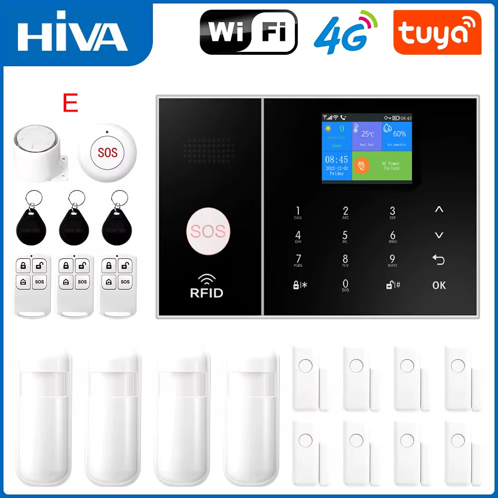 Wireless Home Alarm System Phone 4G Wifi Residential Alarm Tuya Smart Home Child Safety Protection Anti-Theft Camera Automation