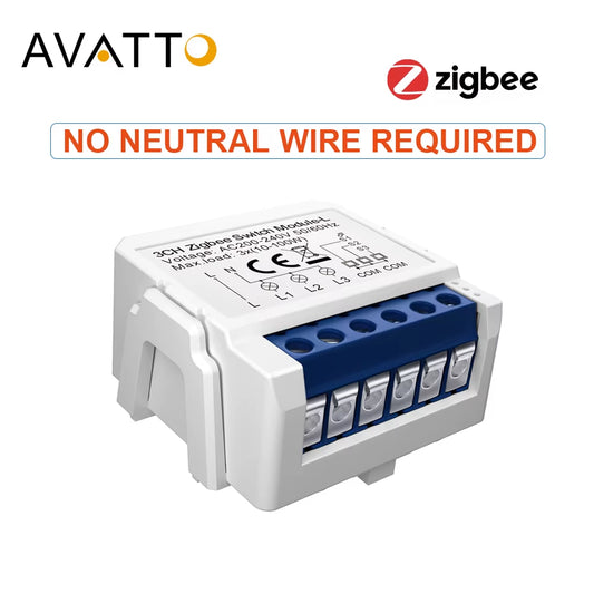 1/2/3 Gang Tuya Zigbee Light Switch Module No Neutral Wire, 2 Way Control DIY Smart Breaker Works with Alexa Google Home