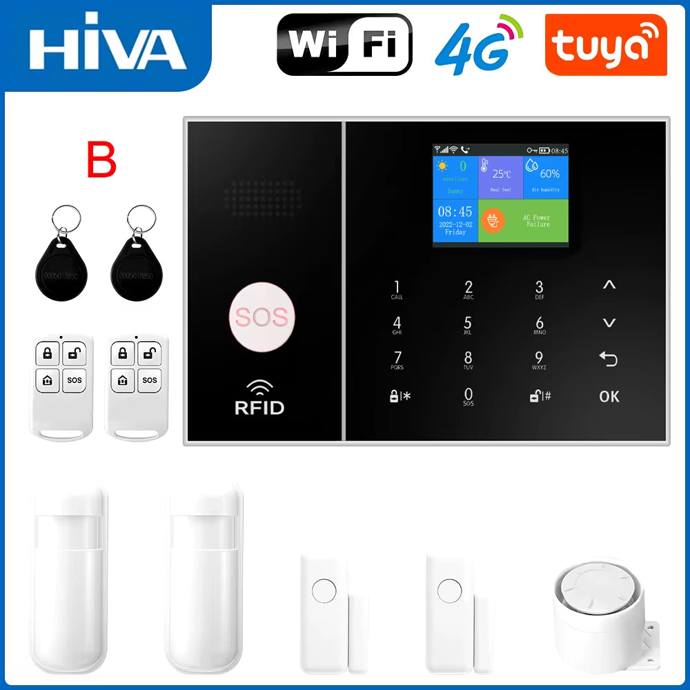 Wireless Home Alarm System Phone 4G Wifi Residential Alarm Tuya Smart Home Child Safety Protection Anti-Theft Camera Automation
