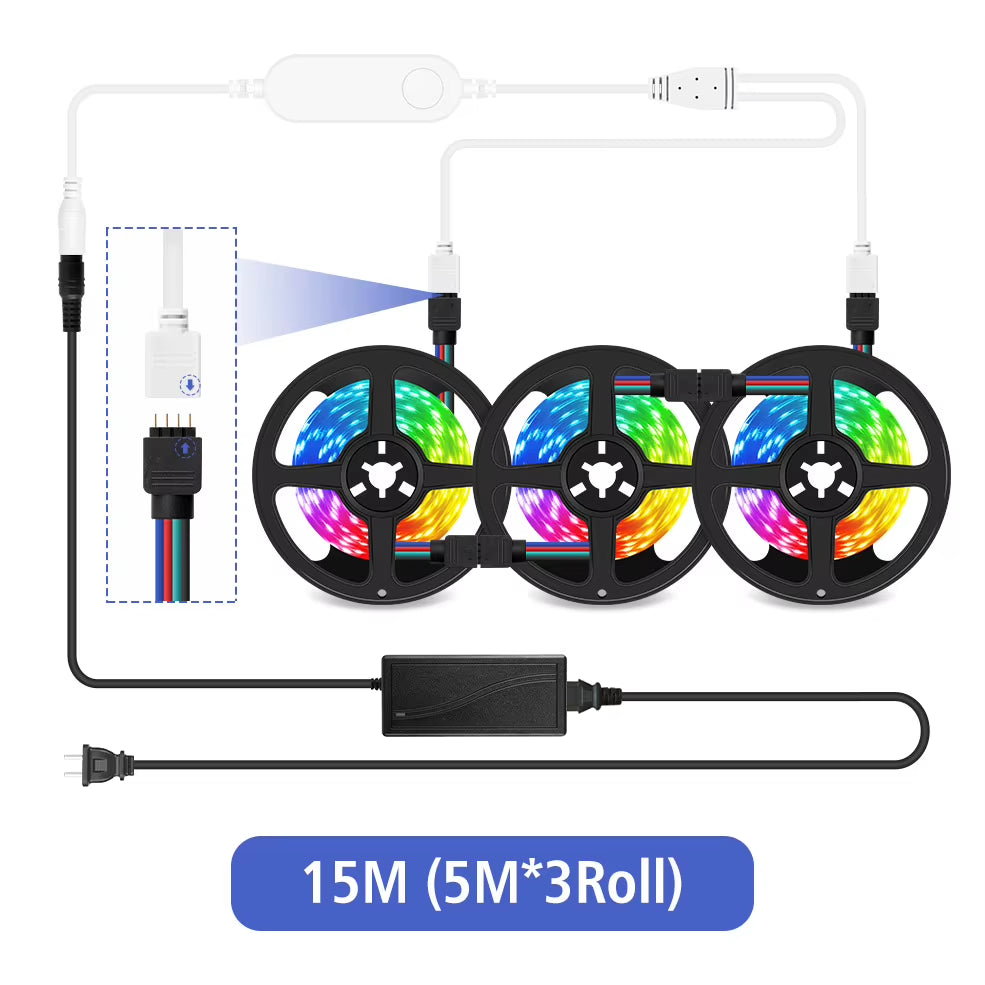 Wifi Smart LED Strip Light 20M RGB 5050 Flexible Ribbon DC12V LED Lights 5M 10M 15M Work with Alexa Google Home Voice Control