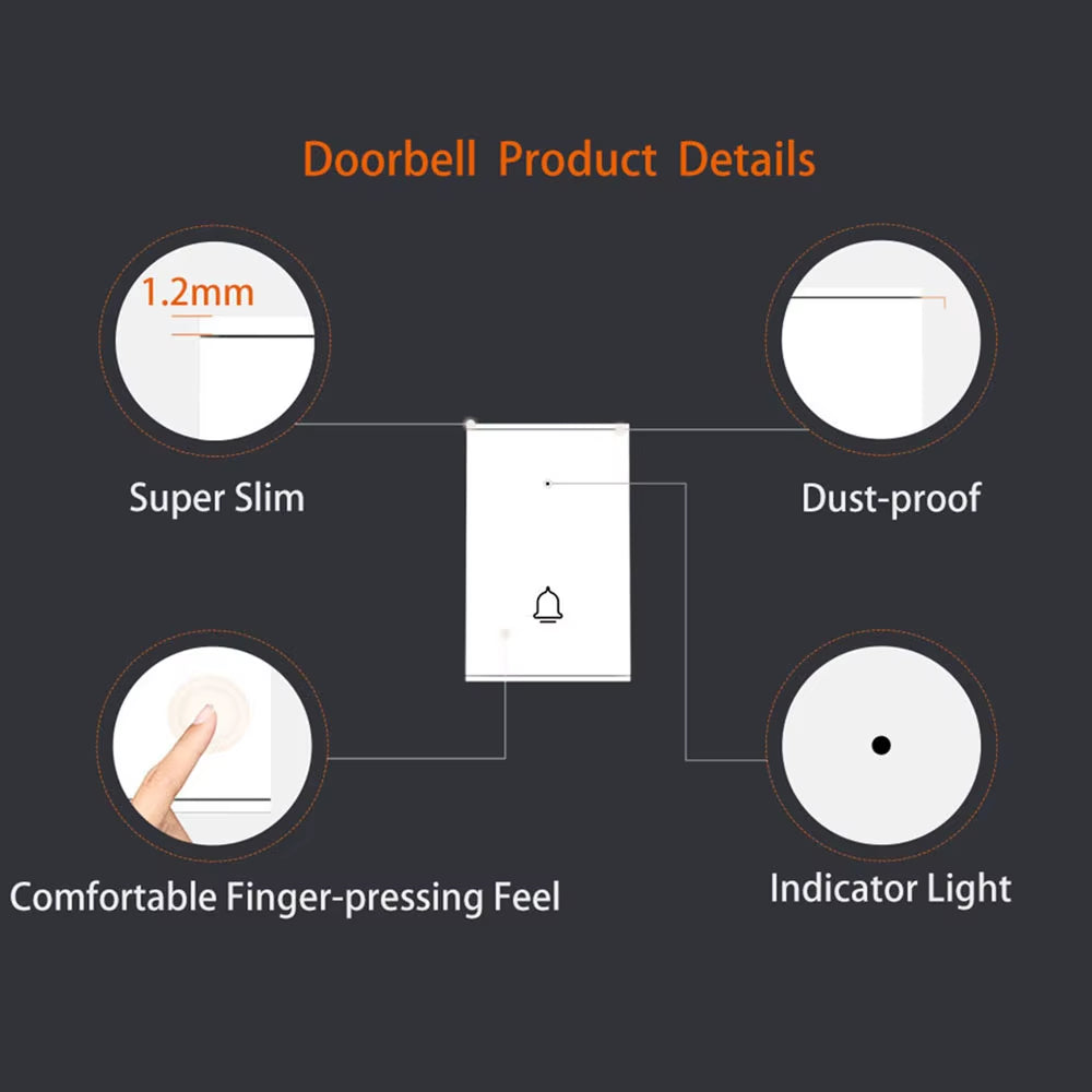 Staniot 433Mhz Welcome Intelligent Wireless Doorbell Smart Door Bell Button with Battery for Home Burglar Security Alarm System