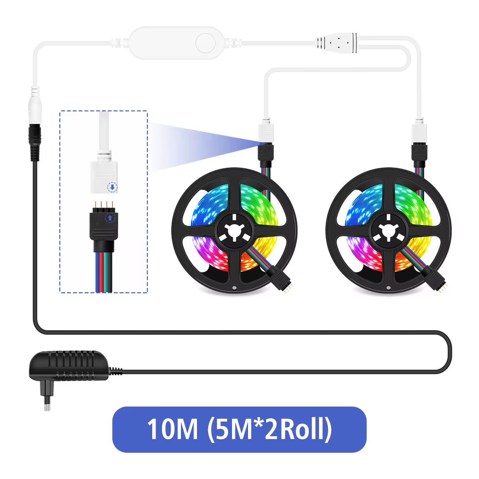 Wifi Smart LED Strip Light 20M RGB 5050 Flexible Ribbon DC12V LED Lights 5M 10M 15M Work with Alexa Google Home Voice Control