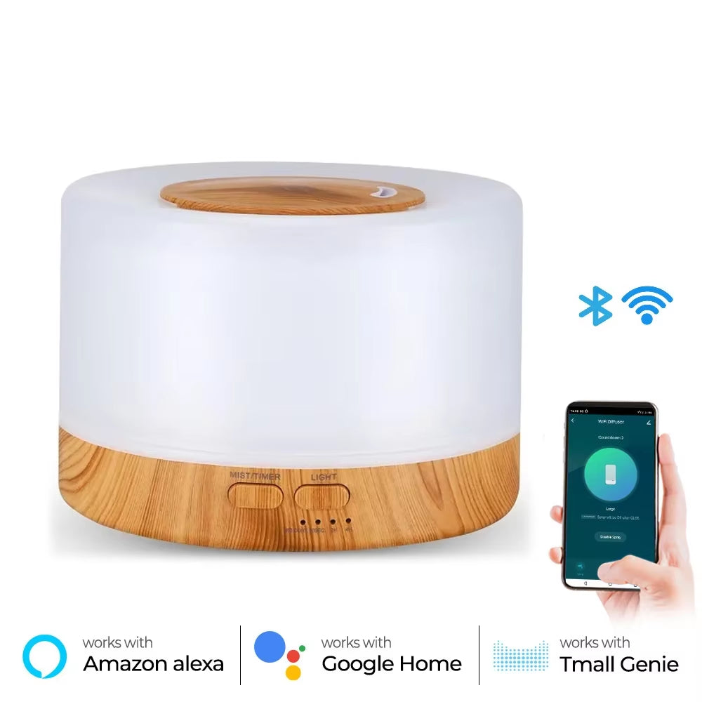 Tuya Smart Humidifier with Colorgul LED Light Wifi Aroma Diffuser Timer Wireless Control Work with Alexa Google Home Compatible