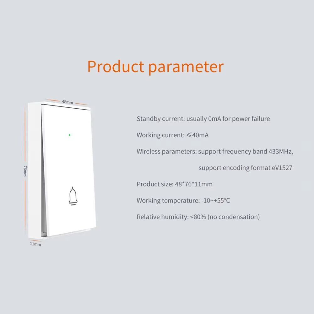 Staniot 433Mhz Welcome Intelligent Wireless Doorbell Smart Door Bell Button with Battery for Home Burglar Security Alarm System