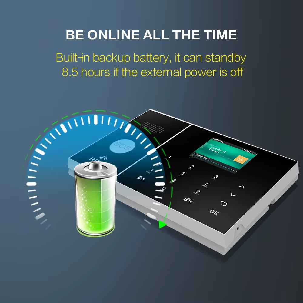 Wireless Home Alarm System Phone 4G Wifi Residential Alarm Tuya Smart Home Child Safety Protection Anti-Theft Camera Automation