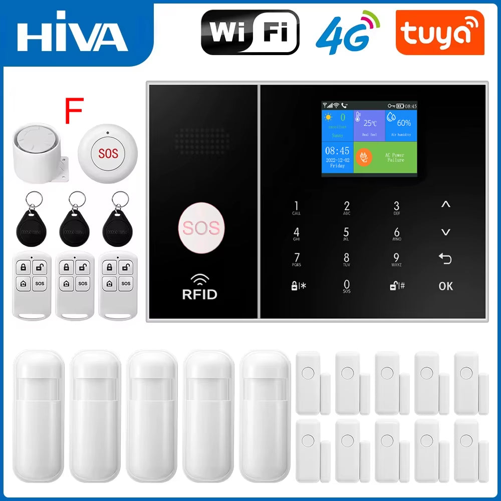 Wireless Home Alarm System Phone 4G Wifi Residential Alarm Tuya Smart Home Child Safety Protection Anti-Theft Camera Automation