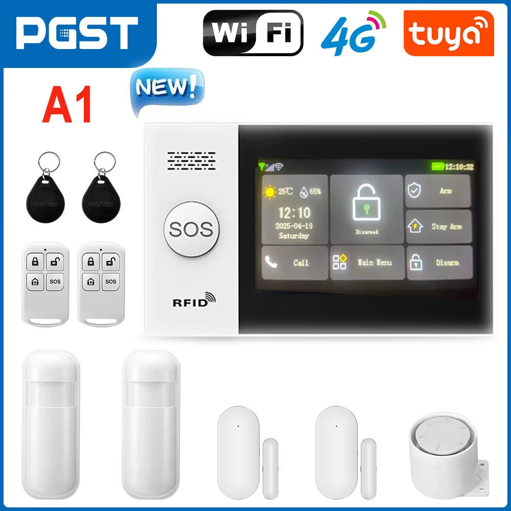 PGST 4G Wifi Security Protection Alexa Tuya Smart Life Home Automation Motion Door Magnetic Sensor Alarm Security System Kit