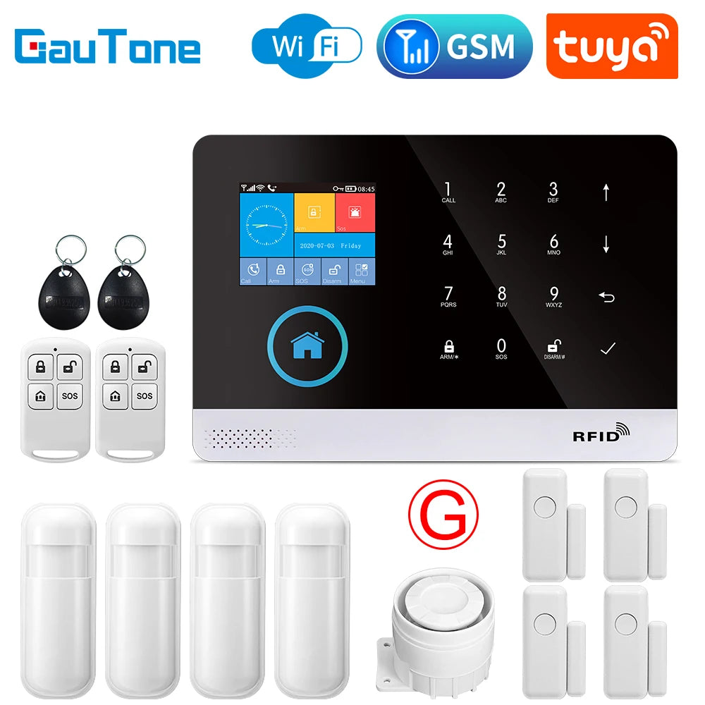 PG103 Alarm System for Home Burglar Security 433Mhz 2G Wifi GSM Alarm Wireless Tuya Smart House App Control