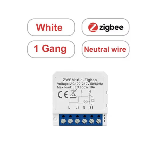 1/2/3 Gang Tuya Zigbee Light Switch Module No Neutral Wire, 2 Way Control DIY Smart Breaker Works with Alexa Google Home