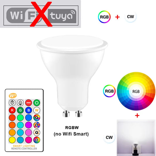 LED Bulb GU10 Spotlight 8W RGB Dimmable Lamp RGBW RGBWW Lights IR Remote / Tuya Smart Wifi Control Work with Alexa for Home
