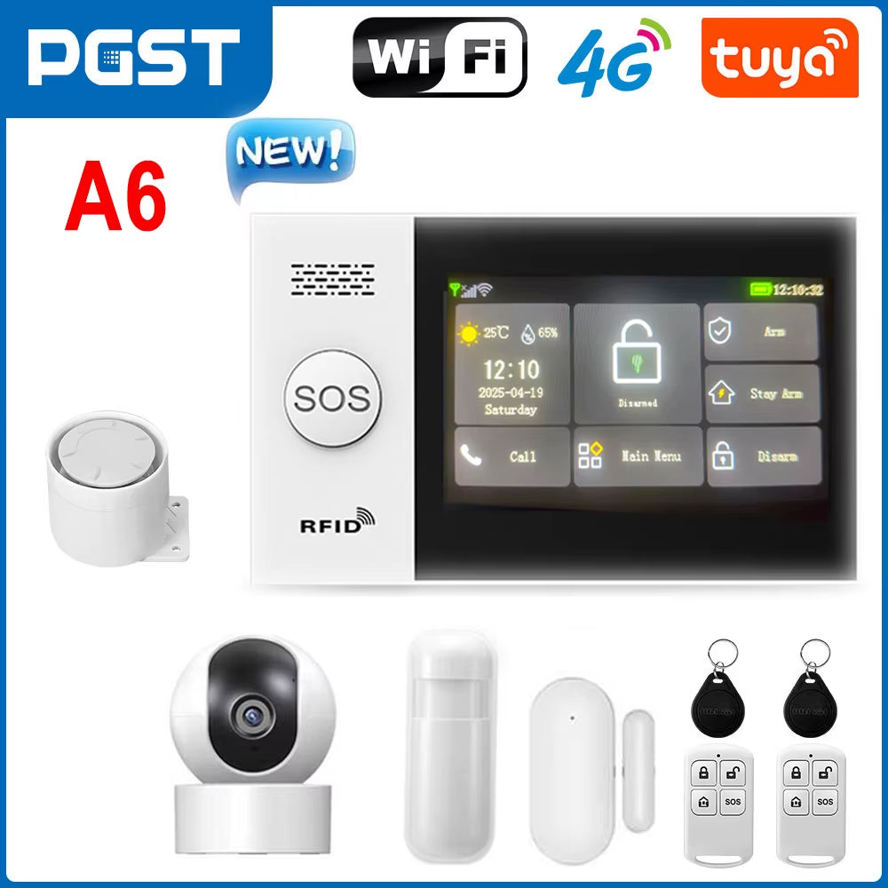 PGST 4G Wifi Security Protection Alexa Tuya Smart Life Home Automation Motion Door Magnetic Sensor Alarm Security System Kit