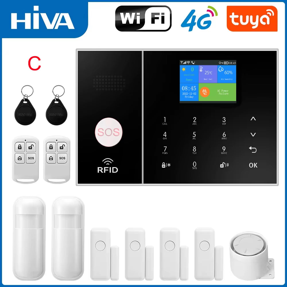 Wireless Home Alarm System Phone 4G Wifi Residential Alarm Tuya Smart Home Child Safety Protection Anti-Theft Camera Automation