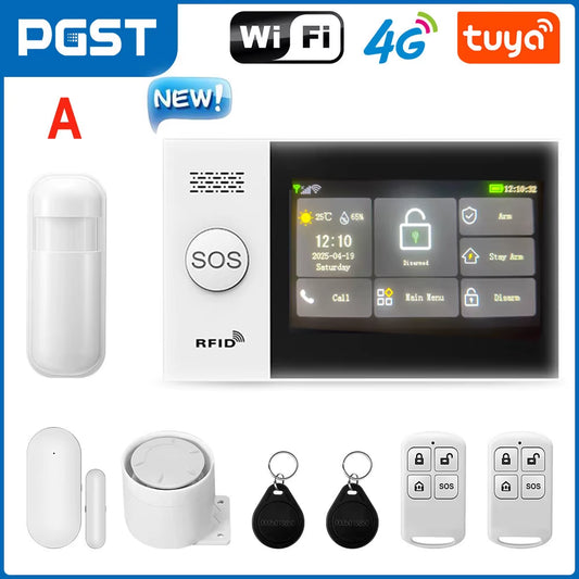 PGST 4G Wifi Security Protection Alexa Tuya Smart Life Home Automation Motion Door Magnetic Sensor Alarm Security System Kit